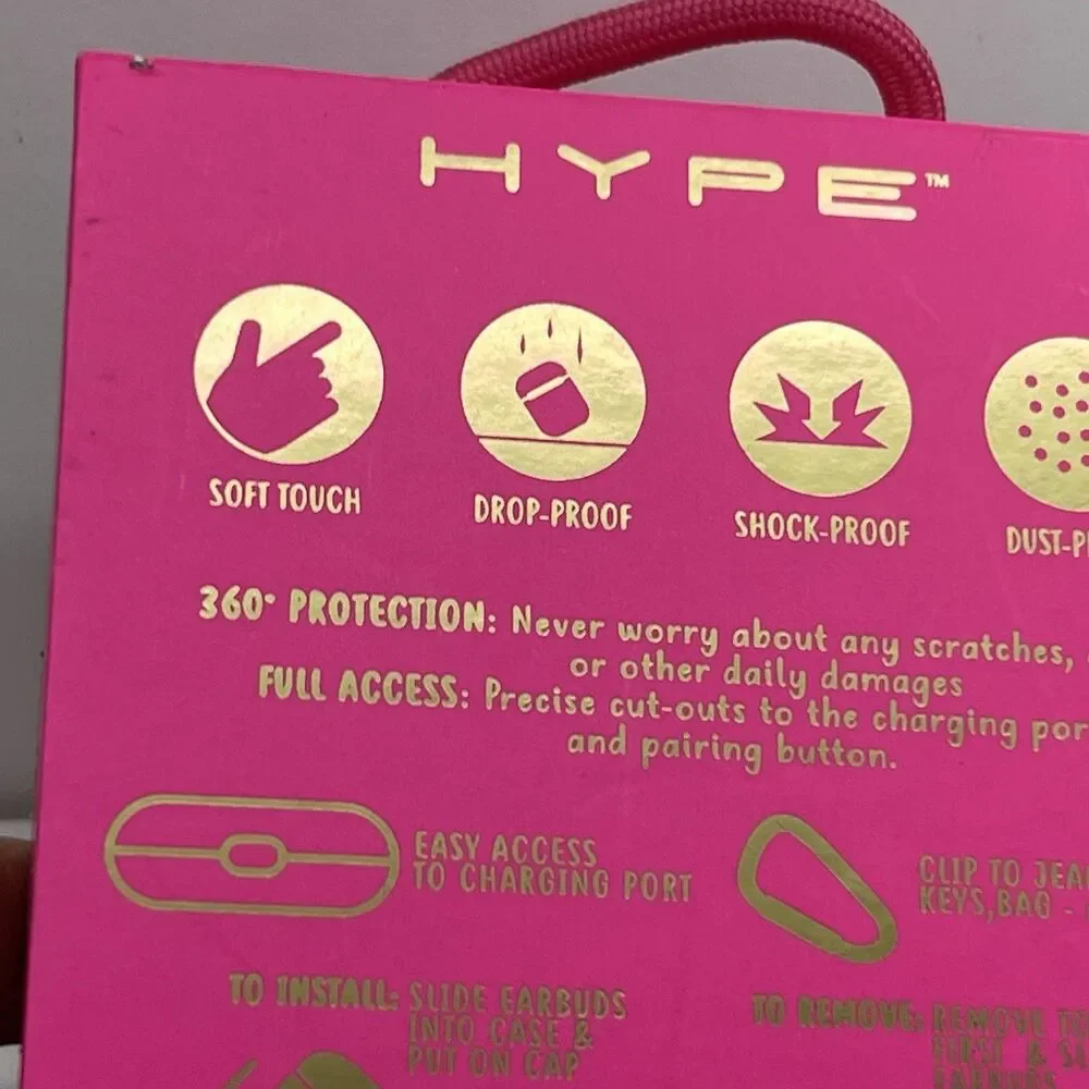 AirPods Pro Hype Carrying Case Soft Touch Clip Drop Shock Proof - Pink- 3rd Gen
